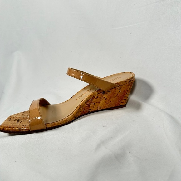 Stuart Weitzman wedge sandals patent cork nude size 7 - Picture 9 of 12